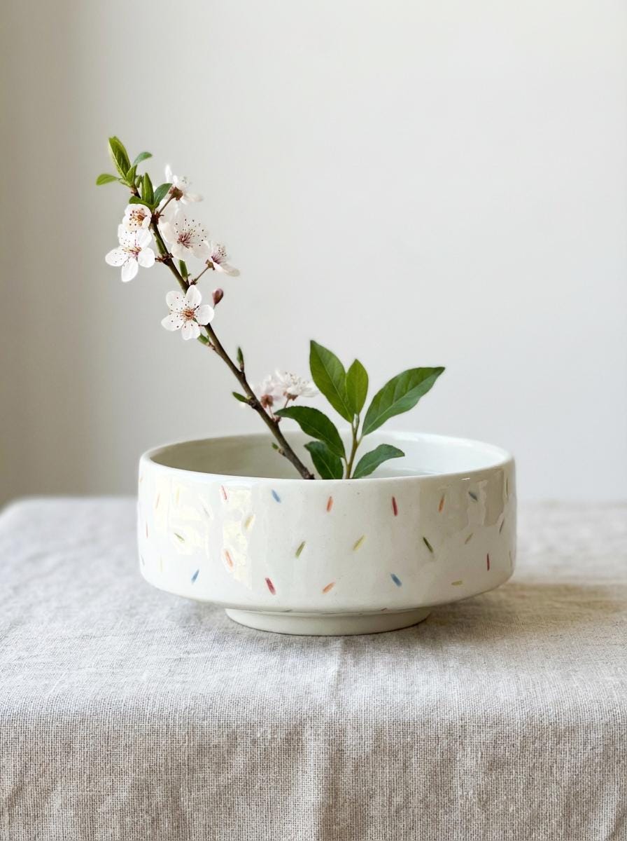 Confetti Porcelain Ikebana Bowl