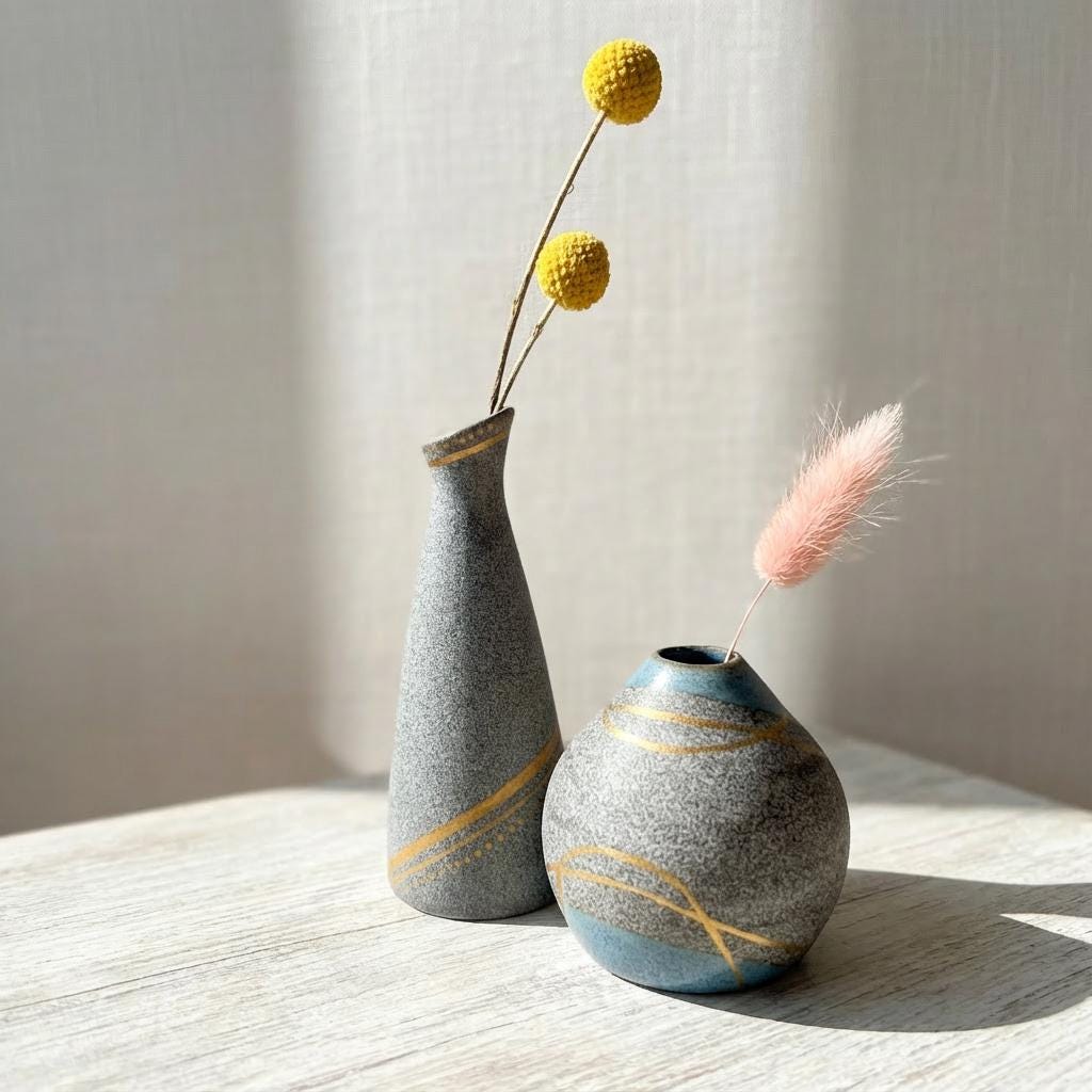 Grey Granite Clay Bud Vases