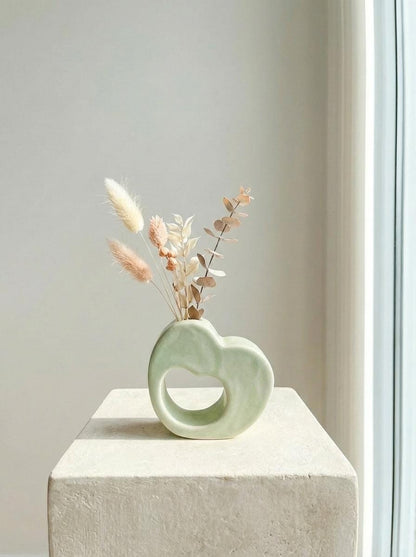 Ceramic Heart Vase Gift for Mom Porcelain Home Decor