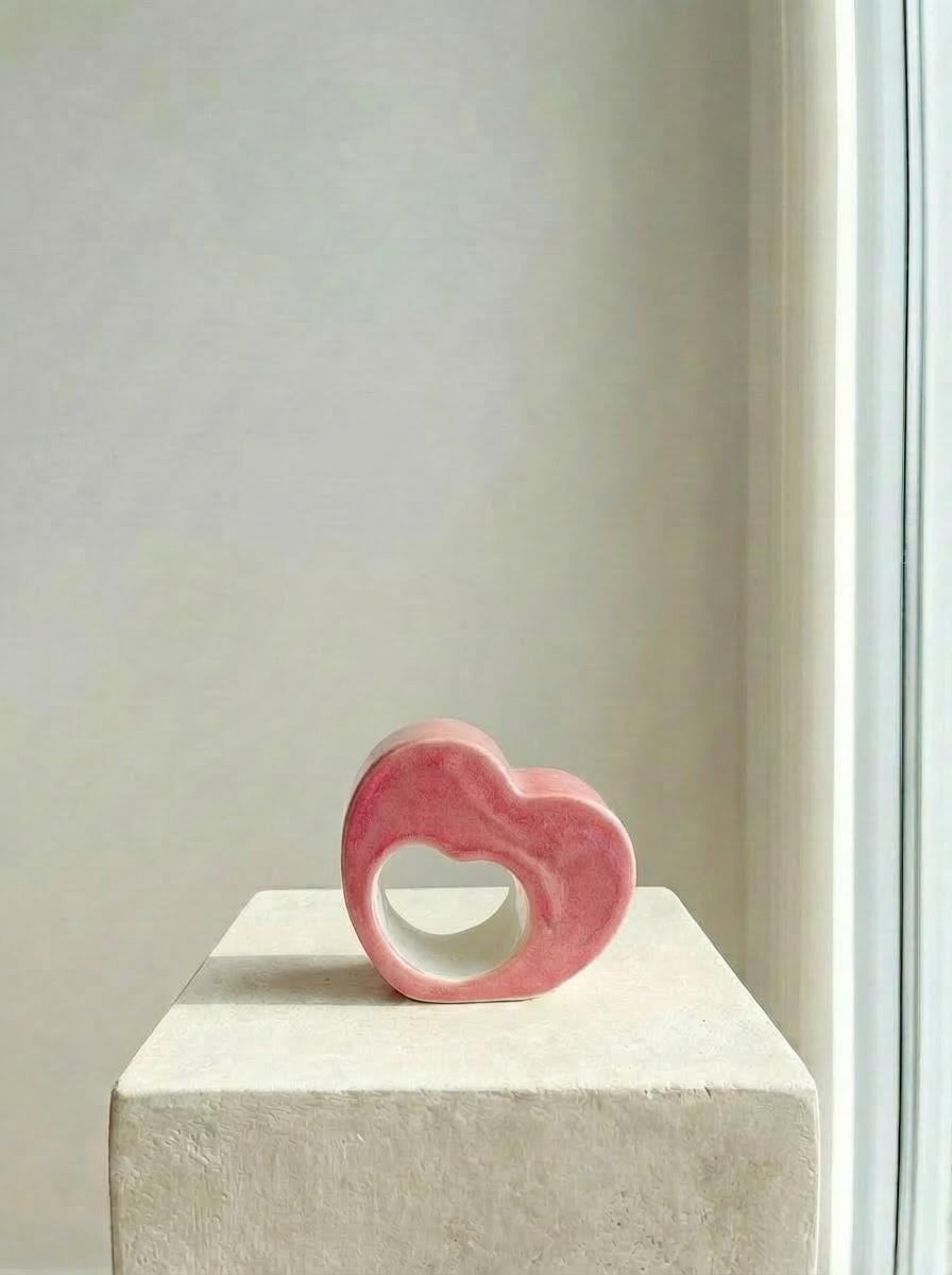 Ceramic Heart Vase Gift for Mom Porcelain Home Decor