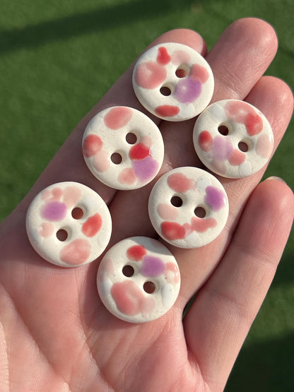 Pink Ceramic Buttons for Sewing Handmade Porcelain Button Set
