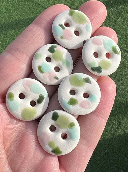 Green Ceramic Buttons for Sewing Handmade Porcelain Button Set