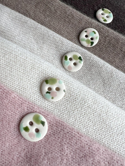 Green Ceramic Buttons for Sewing Handmade Porcelain Button Set