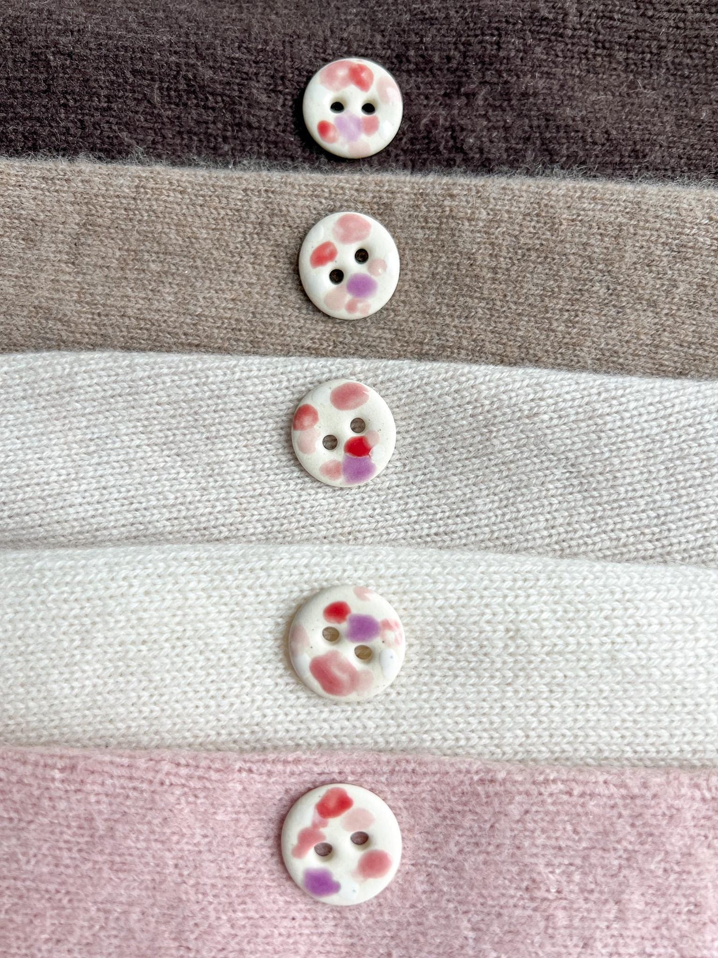 Pink Ceramic Buttons for Sewing Handmade Porcelain Button Set