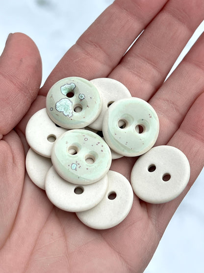 Mint Green Ceramic Buttons for Sewing Handmade Porcelain Button Set