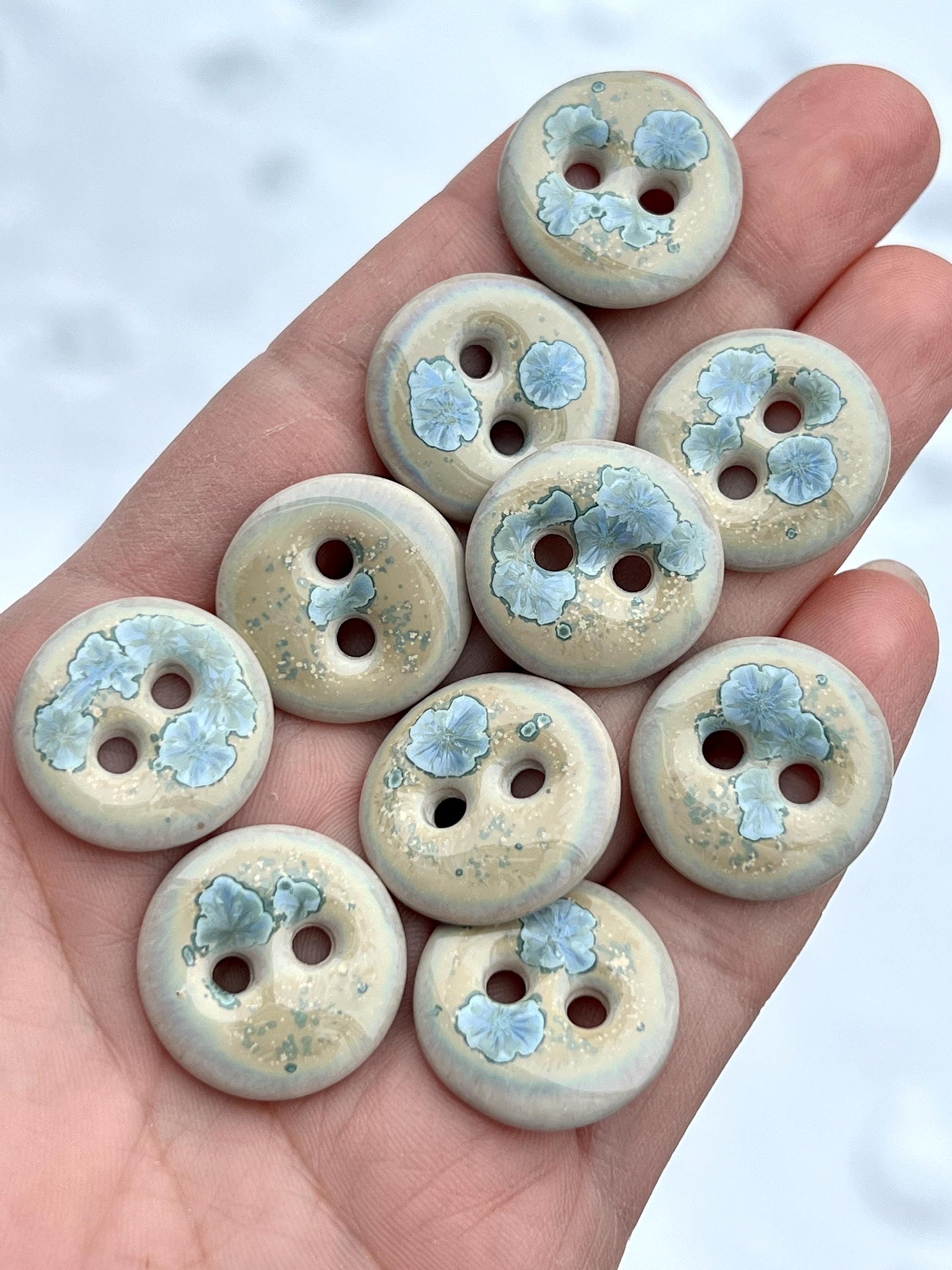 Ceramic Buttons Crystalline Glaze Blue Yellow Sewing Knitting