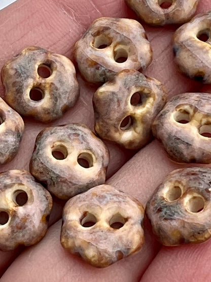 Brown Ceramic Buttons Handmade Calico Porcelain Sewing Notions