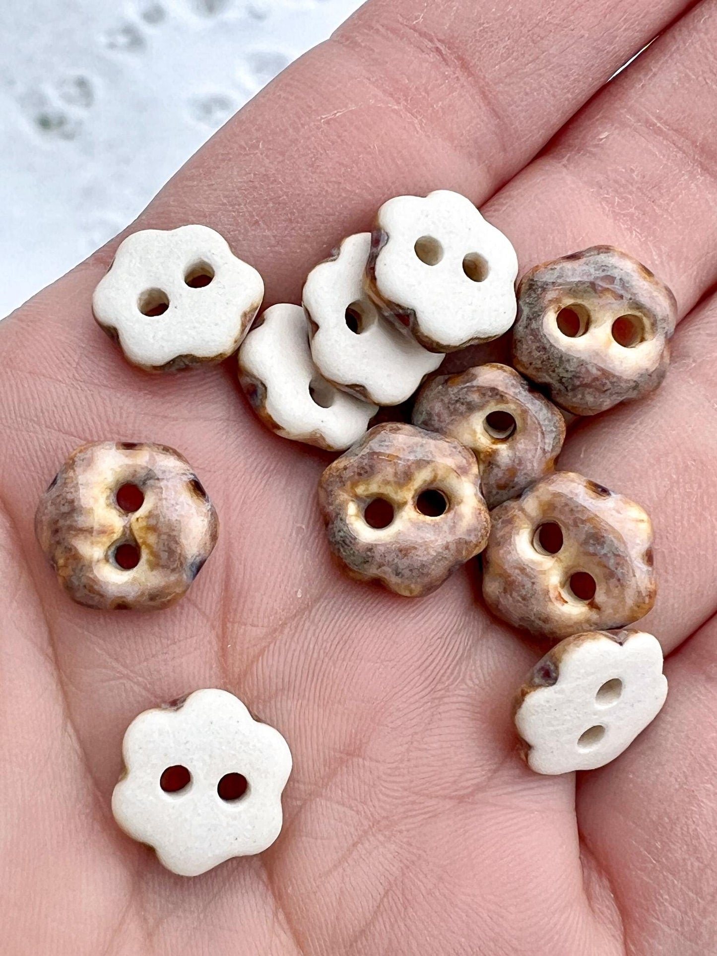 Brown Ceramic Buttons Handmade Calico Porcelain Sewing Notions