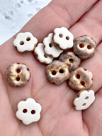 Brown Ceramic Buttons Handmade Calico Porcelain Sewing Notions