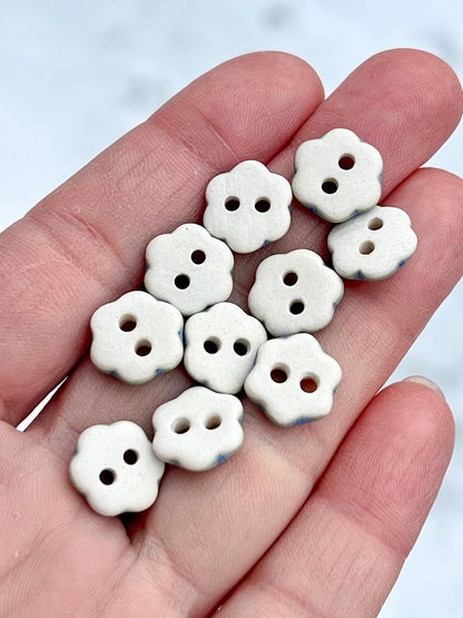 Blue Ceramic Flower Buttons Handmade Porcelain Decorative Notions