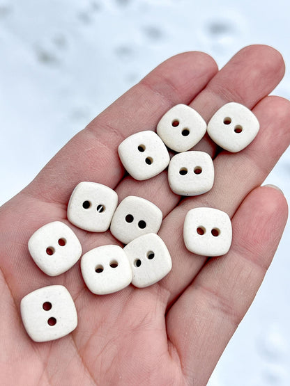 Handmade White Ceramic Buttons Blue Porcelain Sewing Notions