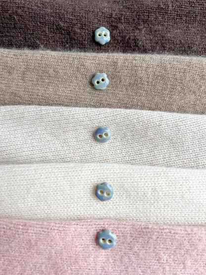 Blue Ceramic Flower Buttons Handmade Porcelain Decorative Notions