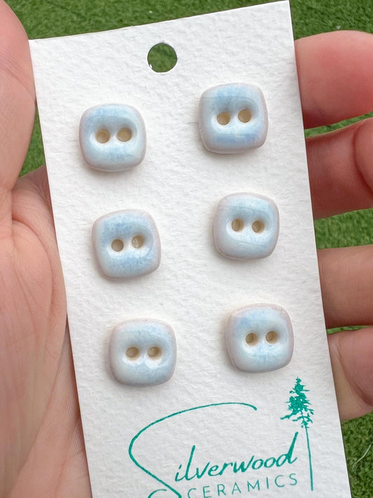 Handmade White Ceramic Buttons Blue Porcelain Sewing Notions