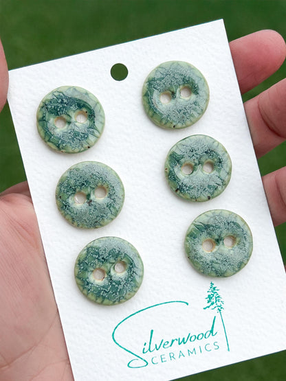 Green Ceramic Buttons Stoneware Sewing Buttons Handmade Button Set