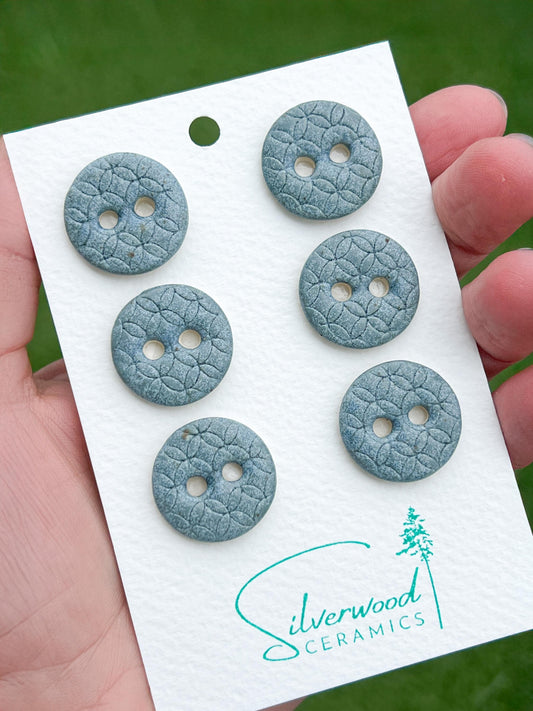 Blue Ceramic Buttons for Sewing Handmade Satin Finish Button Set