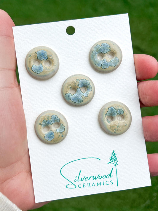 Ceramic Buttons Crystalline Glaze Blue Yellow Sewing Knitting