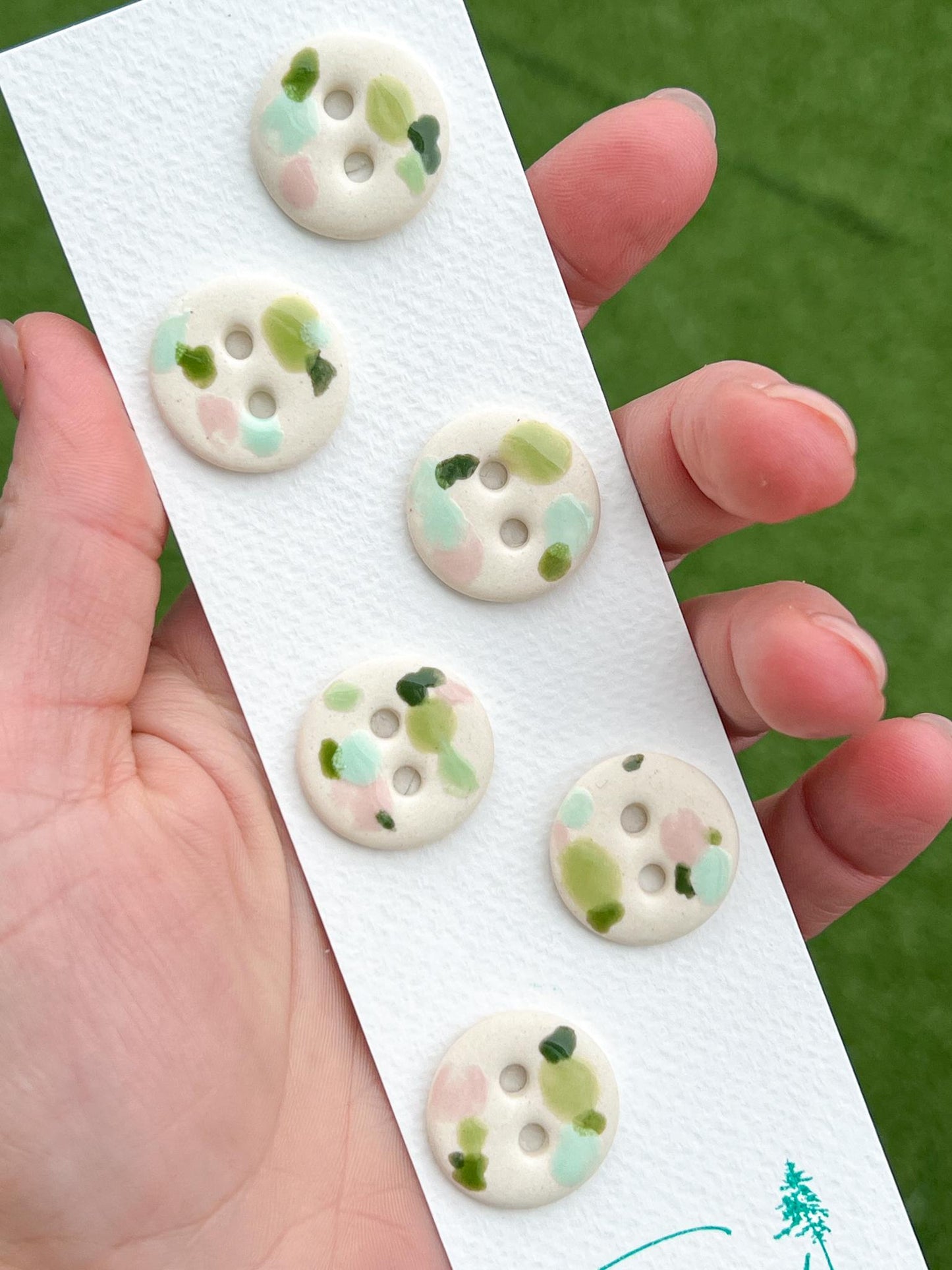 Green Ceramic Buttons for Sewing Handmade Porcelain Button Set