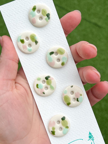 Green Ceramic Buttons for Sewing Handmade Porcelain Button Set