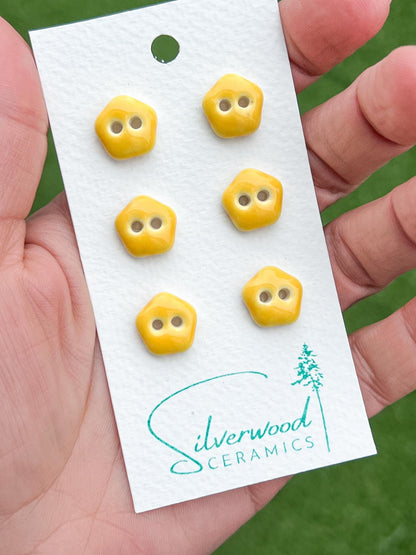 Yellow Porcelain Star Buttons Handmade Ceramic Sewing Notions