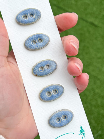 Oval Ceramic Buttons Blue Sewing Handmade Button Set