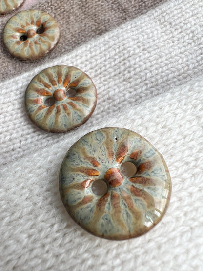 Iron Brown Ceramic Buttons for Sewing Handmade Button Set