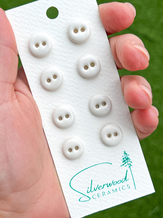 White Ceramic Buttons for Sewing Handmade Small Button Set