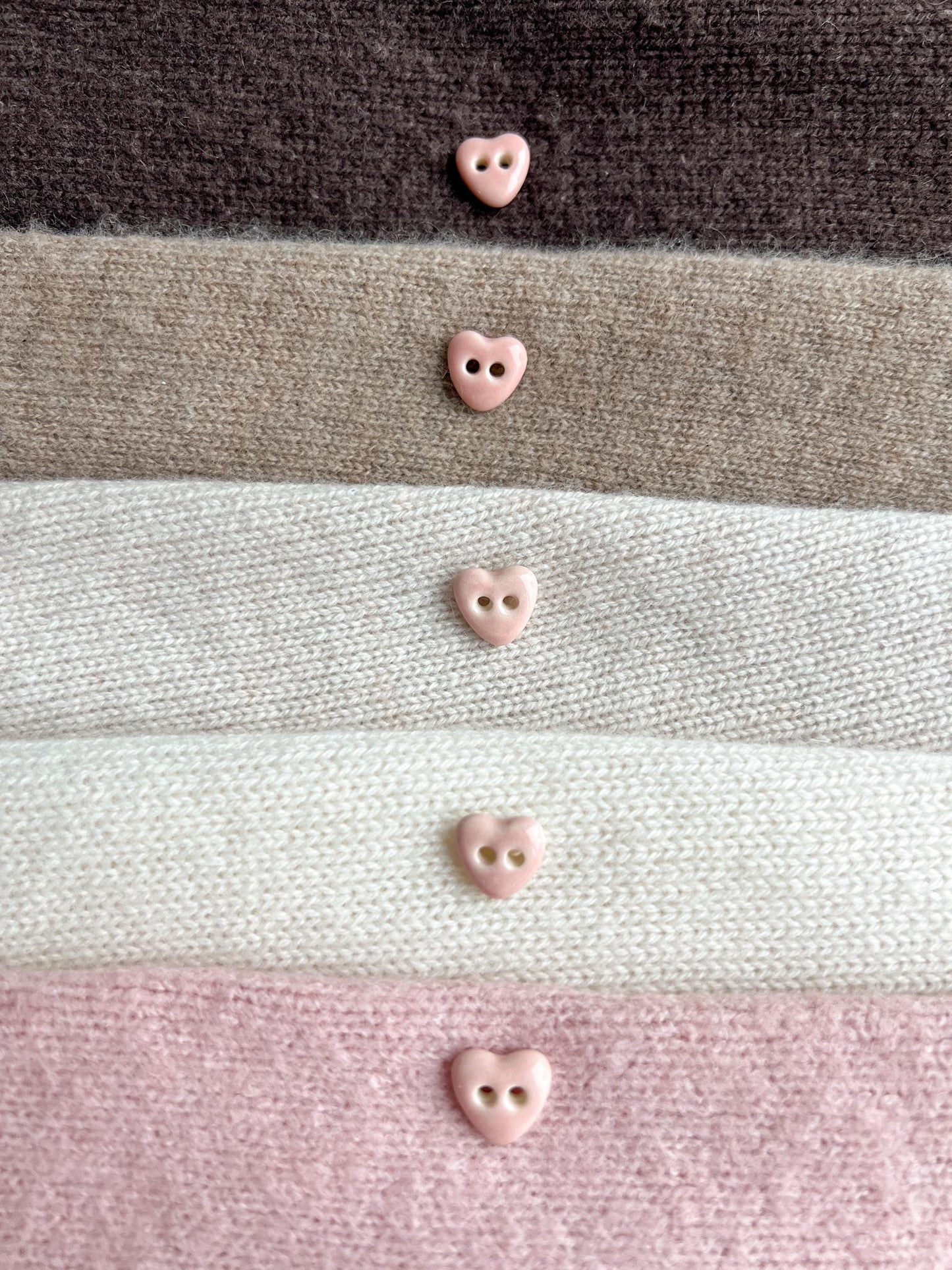 Pink Ceramic Buttons for Sewing Handmade Heart Button Set