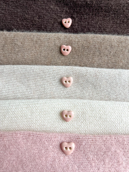 Pink Ceramic Buttons for Sewing Handmade Heart Button Set