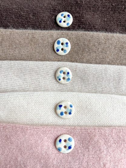 Handmade Blue Glaze Porcelain Buttons | Artisan Ceramic Buttons | 22mm | Set of 6
