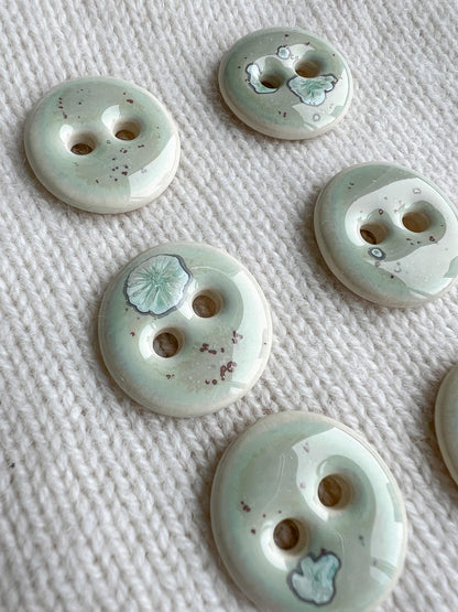 Mint Green Ceramic Buttons for Sewing Handmade Porcelain Button Set