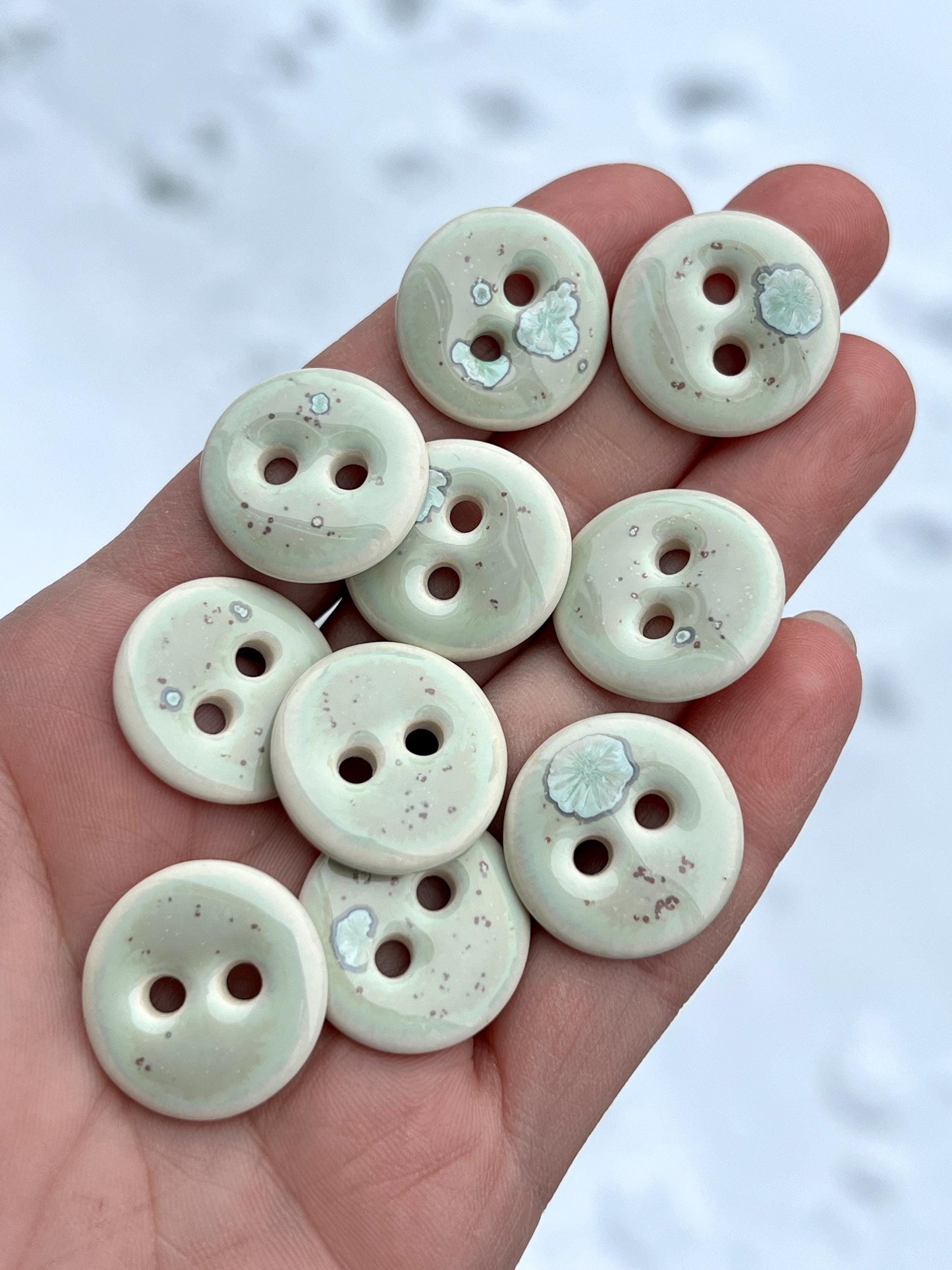 Mint Green Ceramic Buttons for Sewing Handmade Porcelain Button Set