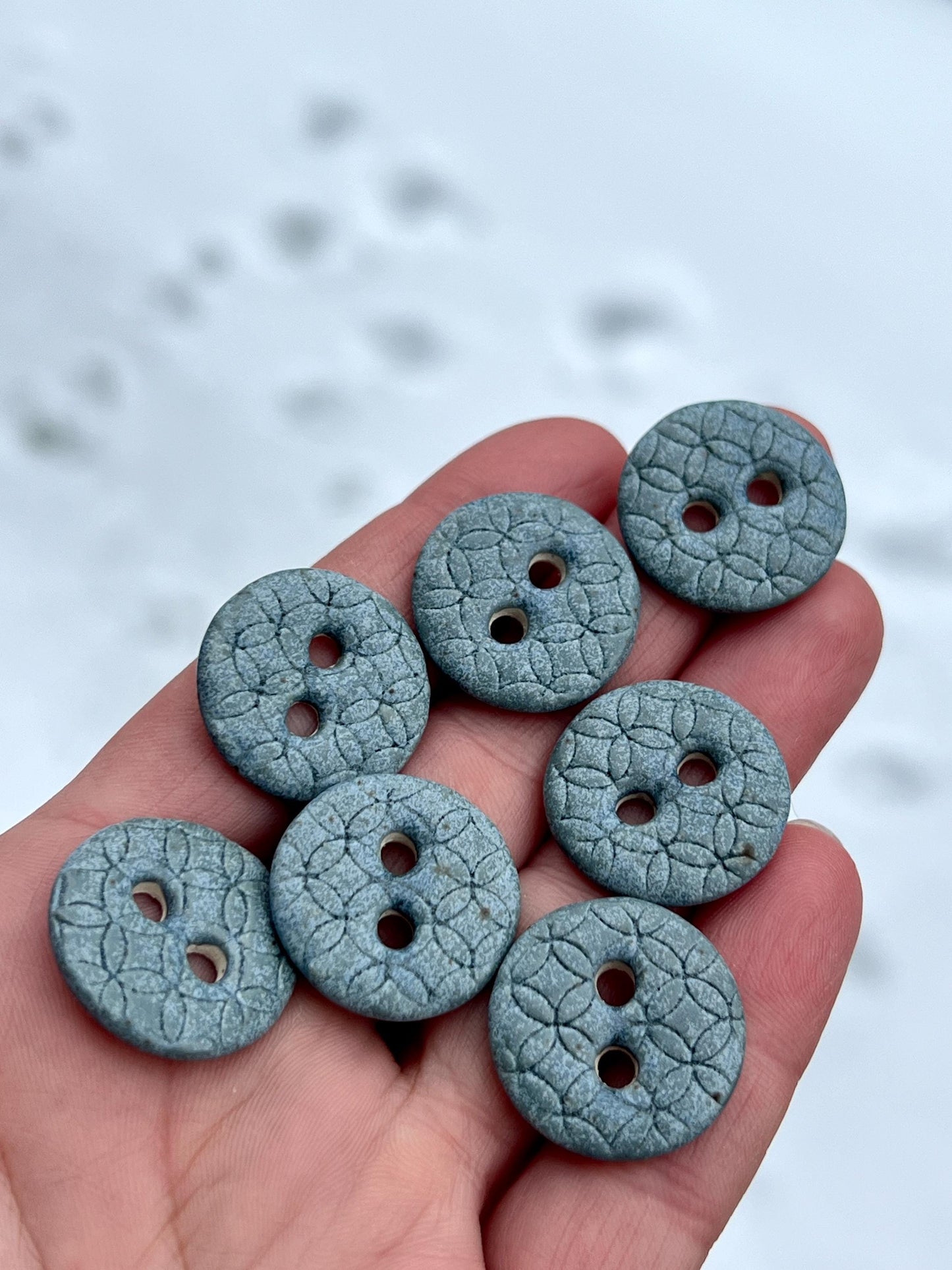Blue Ceramic Buttons for Sewing Handmade Satin Finish Button Set
