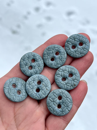 Blue Ceramic Buttons for Sewing Handmade Satin Finish Button Set