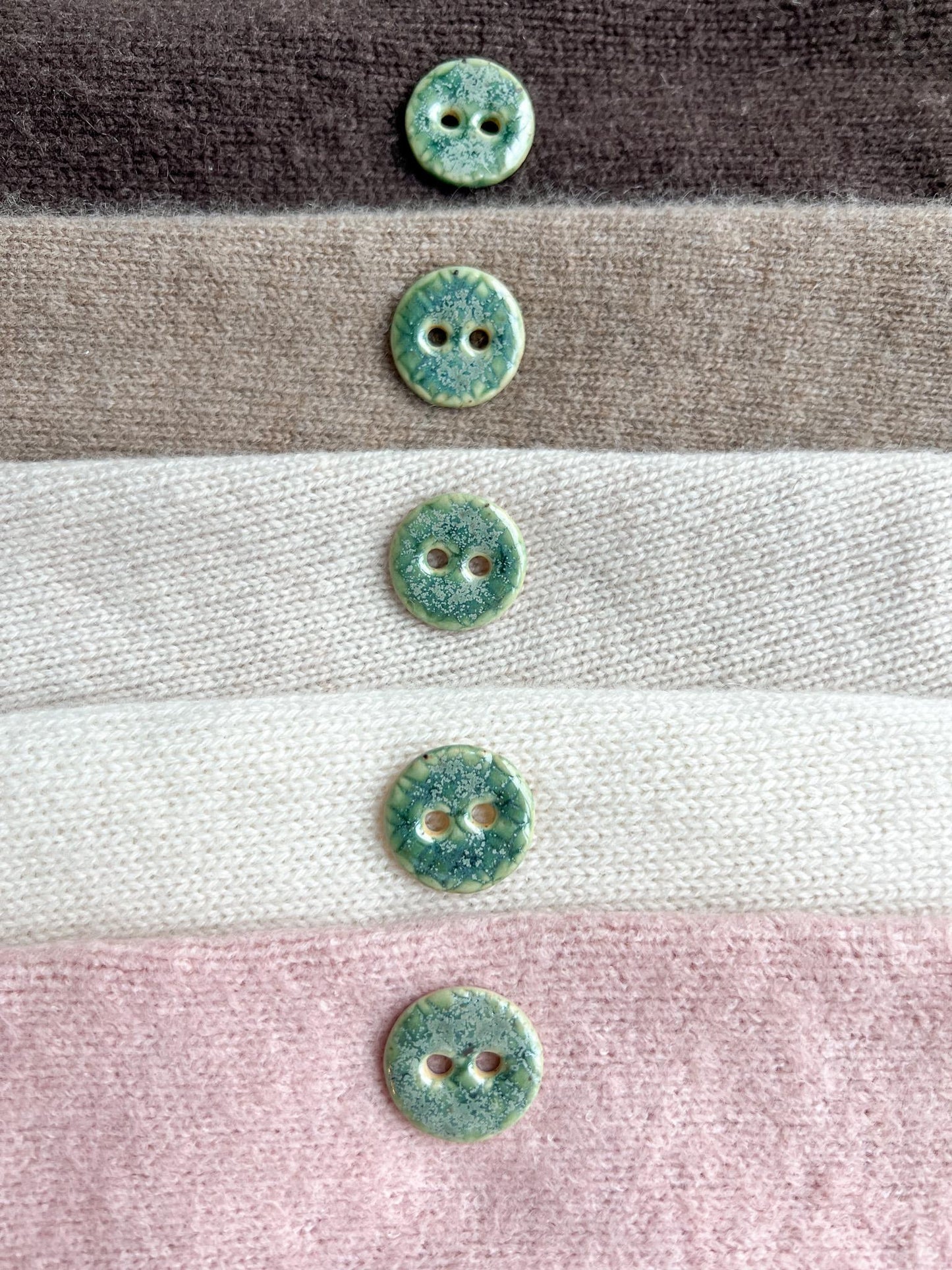 Green Ceramic Buttons Stoneware Sewing Buttons Handmade Button Set