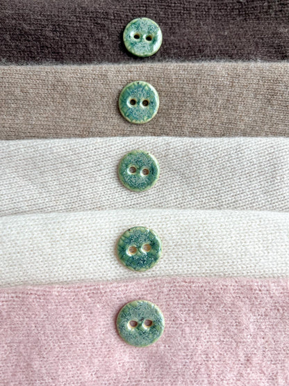 Green Ceramic Buttons Stoneware Sewing Buttons Handmade Button Set