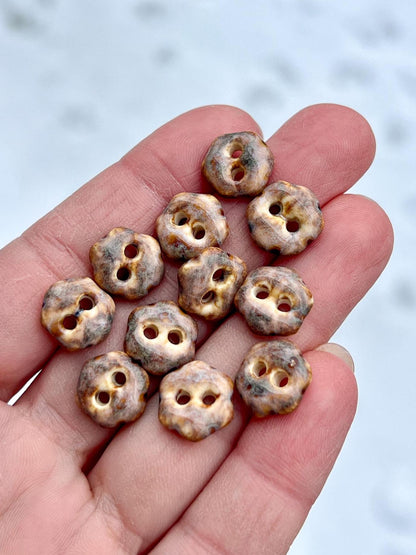 Brown Ceramic Buttons Handmade Calico Porcelain Sewing Notions