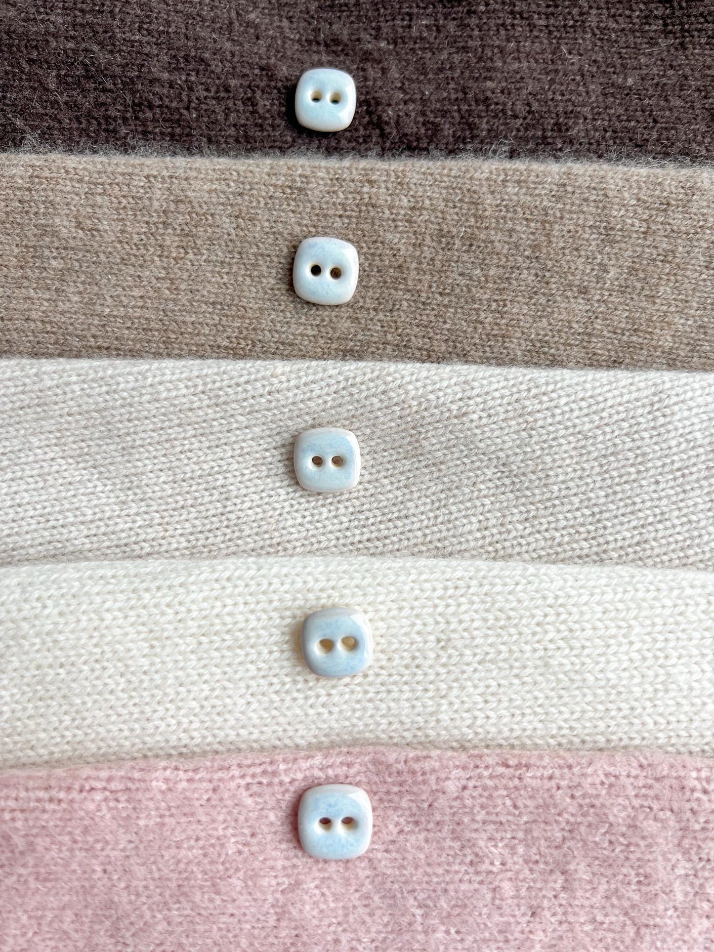 Handmade White Ceramic Buttons Blue Porcelain Sewing Notions