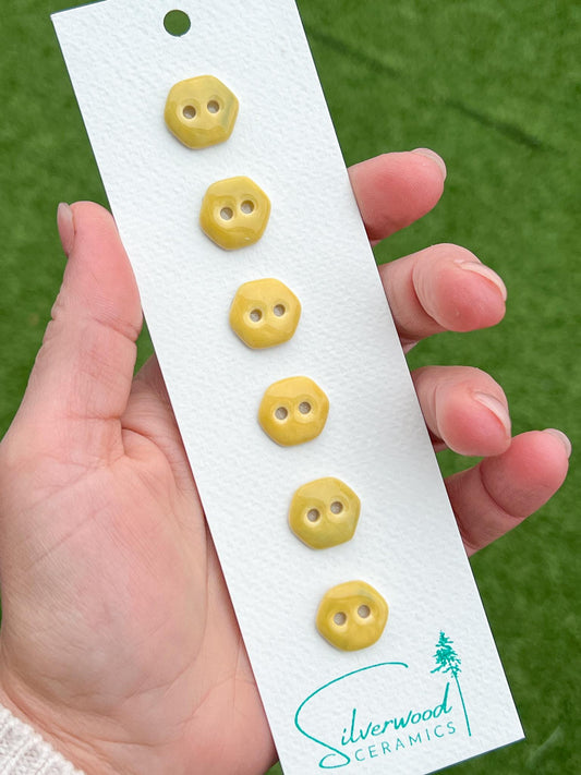 Yellow Ceramic Buttons for Sewing Handmade Small Button Set