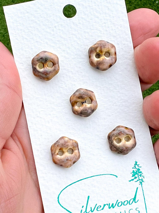 Brown Ceramic Buttons Handmade Calico Porcelain Sewing Notions