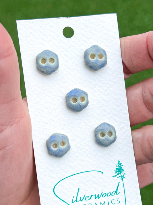Blue Ceramic Flower Buttons Handmade Porcelain Decorative Notions