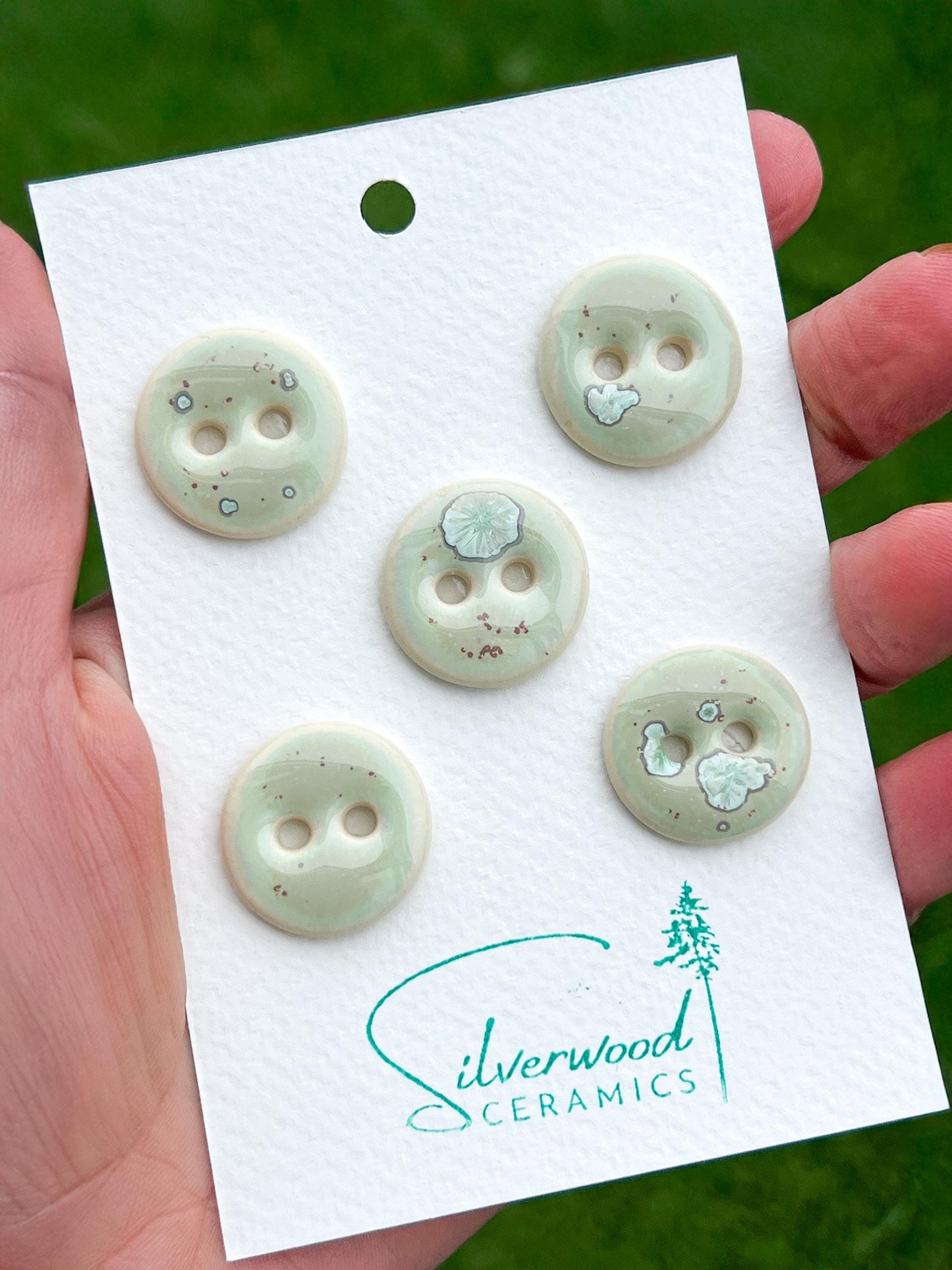 Mint Green Ceramic Buttons for Sewing Handmade Porcelain Button Set