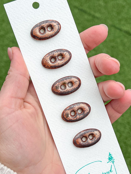Brown Copper Ceramic Buttons for Sewing Handmade Oval Button Set