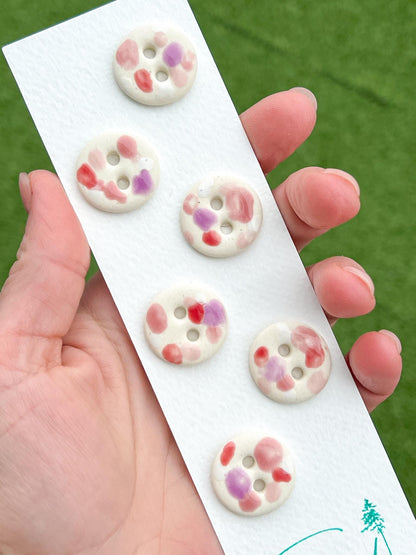 Pink Ceramic Buttons for Sewing Handmade Porcelain Button Set