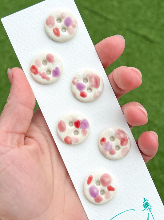 Pink Ceramic Buttons for Sewing Handmade Porcelain Button Set
