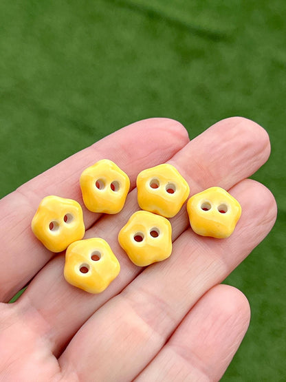 Yellow Porcelain Star Buttons Handmade Ceramic Sewing Notions