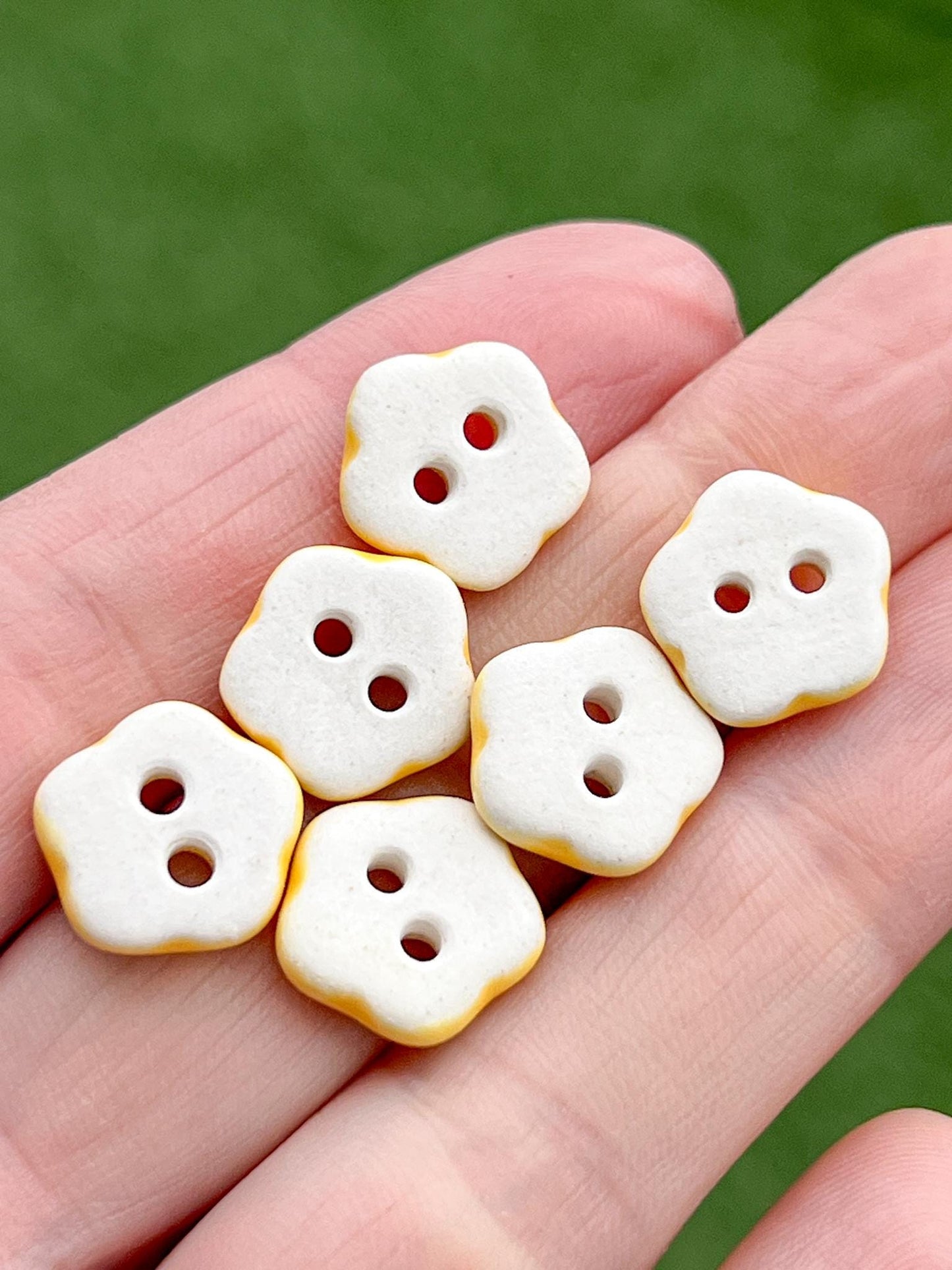 Yellow Porcelain Star Buttons Handmade Ceramic Sewing Notions