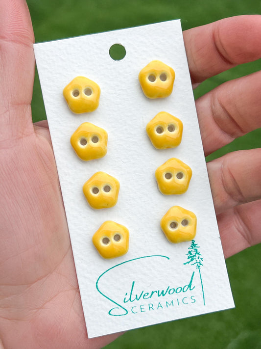 Yellow Porcelain Star Buttons Handmade Ceramic Sewing Notions