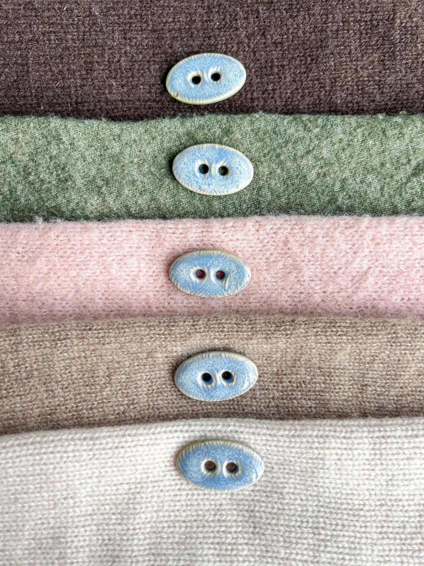 Oval Ceramic Buttons Blue Sewing Handmade Button Set
