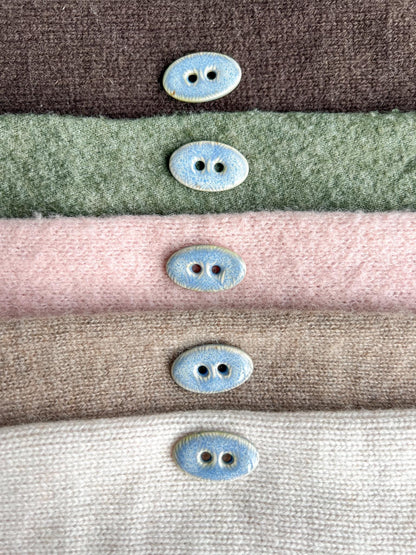 Oval Ceramic Buttons Blue Sewing Handmade Button Set