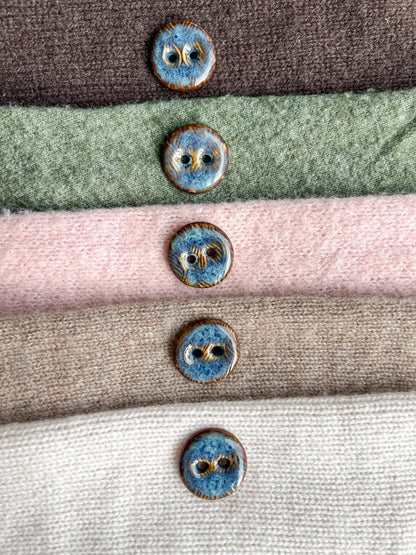 Blue Brown Ceramic Buttons for Sewing Handmade Button Set